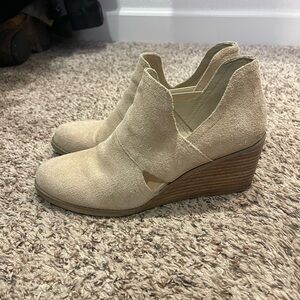 Toms Cream Suede Wedge Shoes